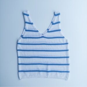 Pink Lily Blue and White Striped knit tank